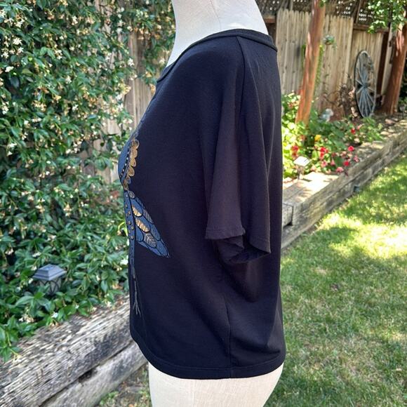 S.O.Y. Shine On You Black Owl Blouse Top Women’s size Medium - Picture 4 of 11